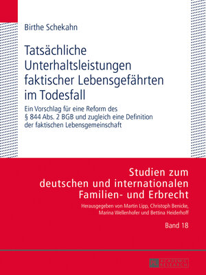 cover image of Tatsächliche Unterhaltsleistungen faktischer Lebensgefährten im Todesfall
